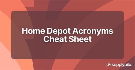 Home Depot Acronyms Flashcards 